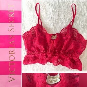 Vintage Victoria’s Secret Gold Label Unlined Red Lace Bralette Size M 1980’s